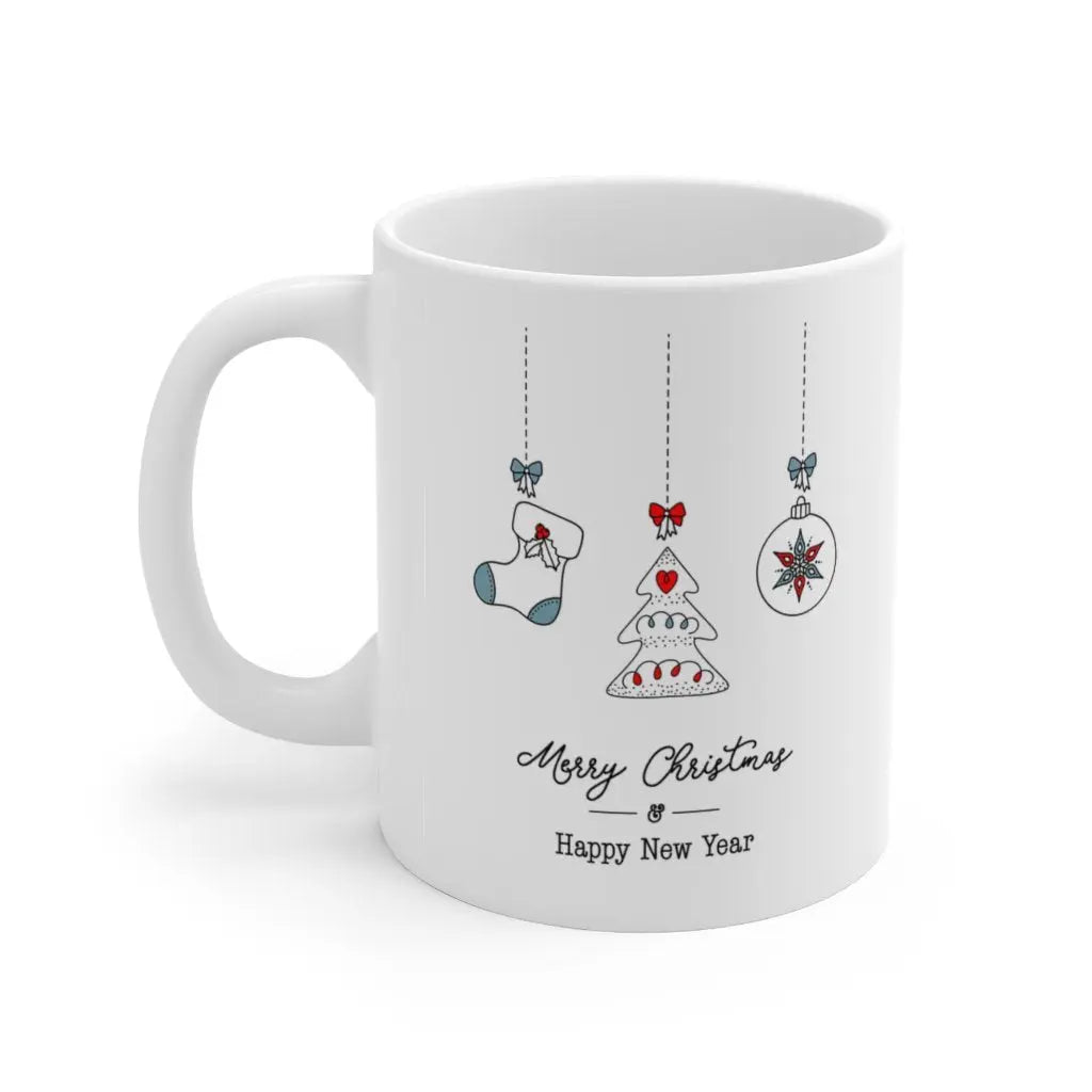 Merry Christmas Mug with Stockings and Presents Yellow Pandora