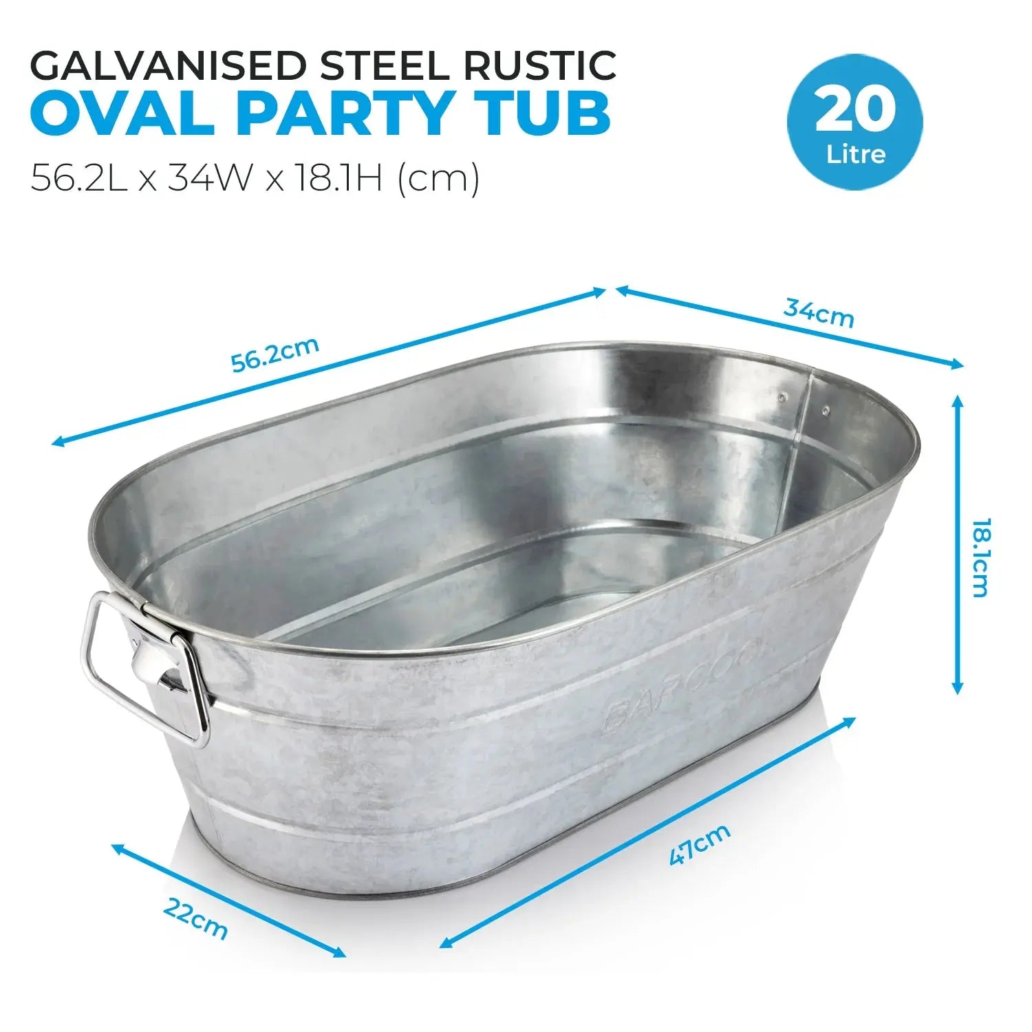 Barcool 20L Galvanised Steel Party Tub Beverage Oasis