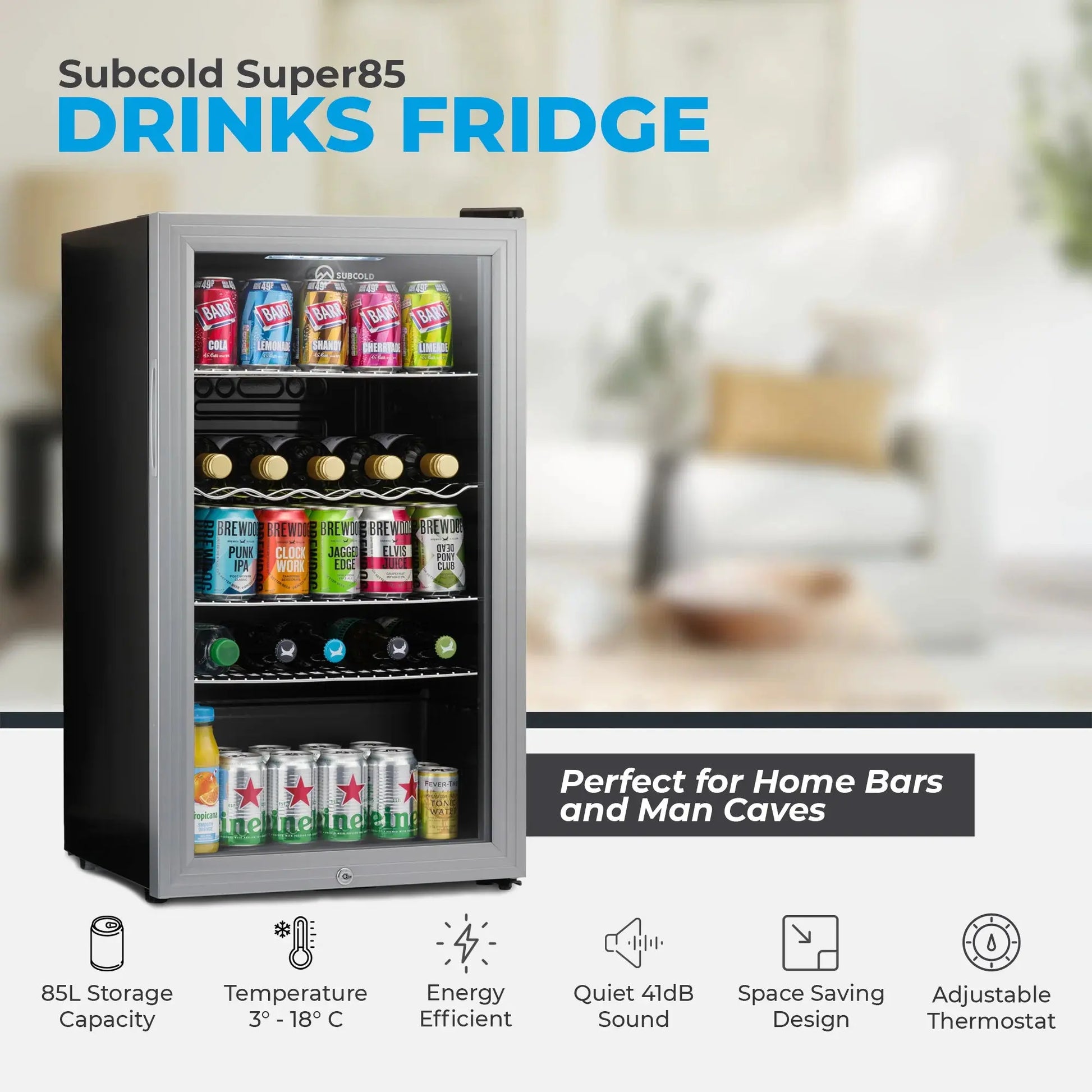 Subcold Super 85 LED Beer Fridge - Black Subcold