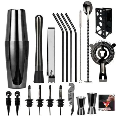 20 Piece Complete Professional Cocktail set. Boston Shaker - Beverage Oasis
